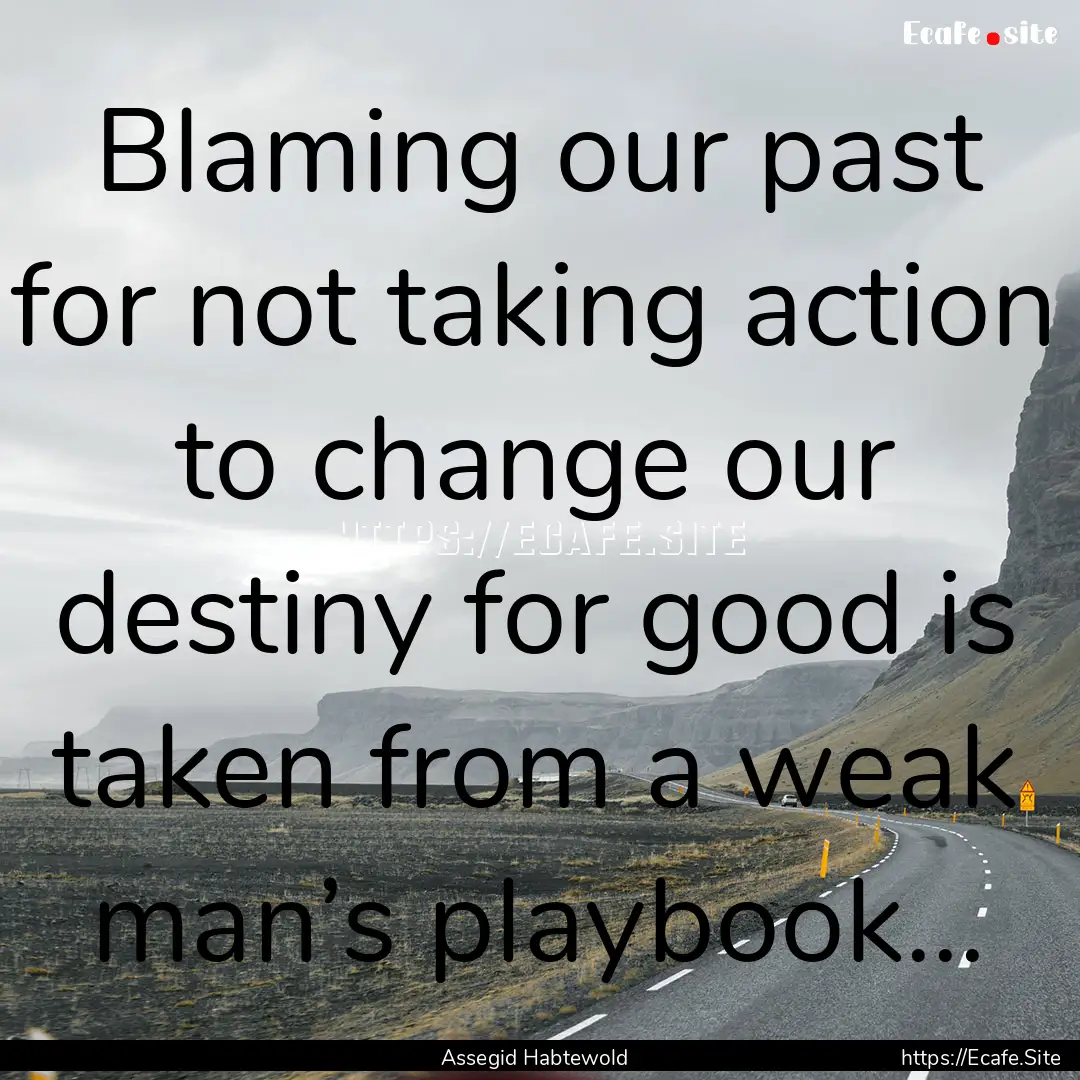 Blaming our past for not taking action to.... : Quote by Assegid Habtewold