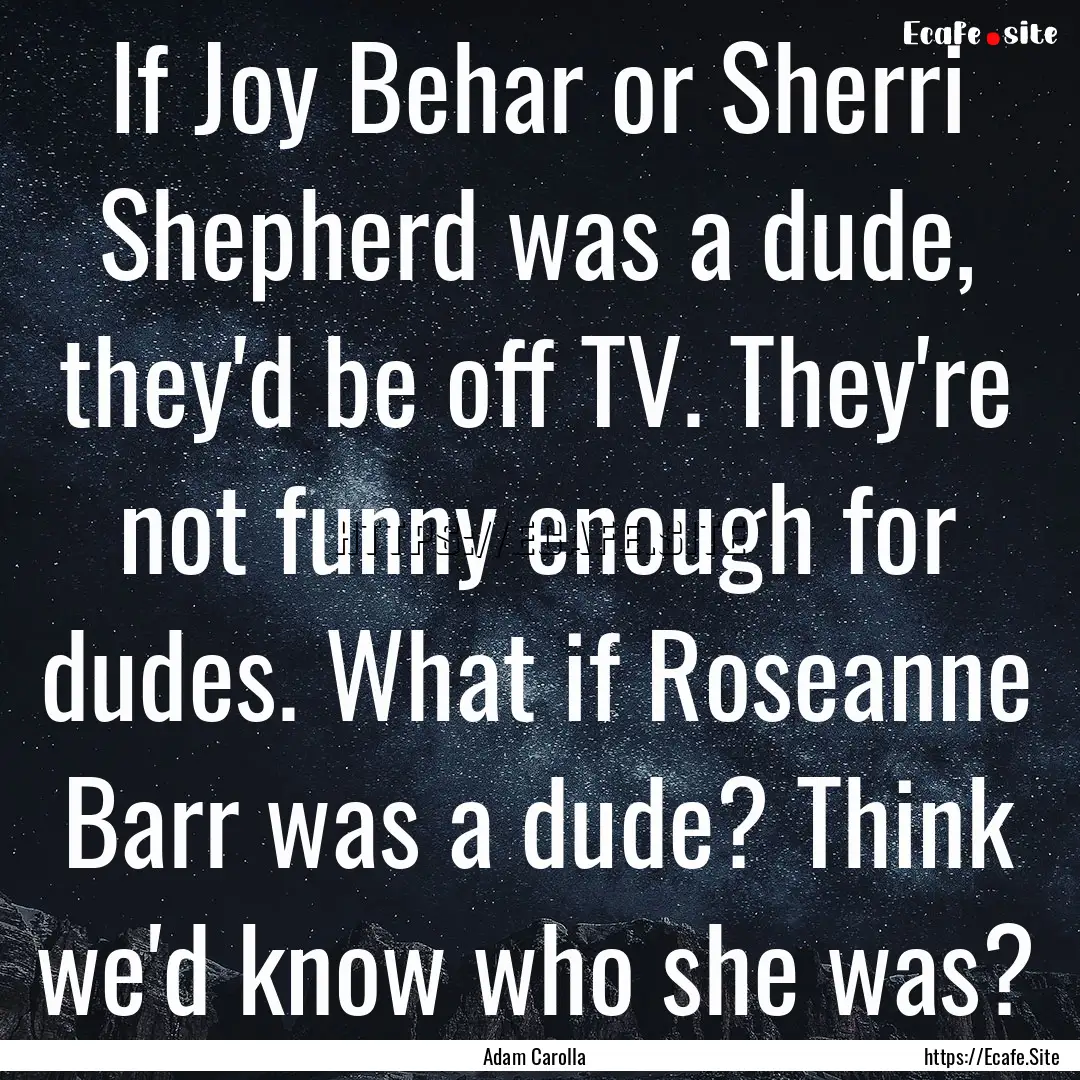 If Joy Behar or Sherri Shepherd was a dude,.... : Quote by Adam Carolla