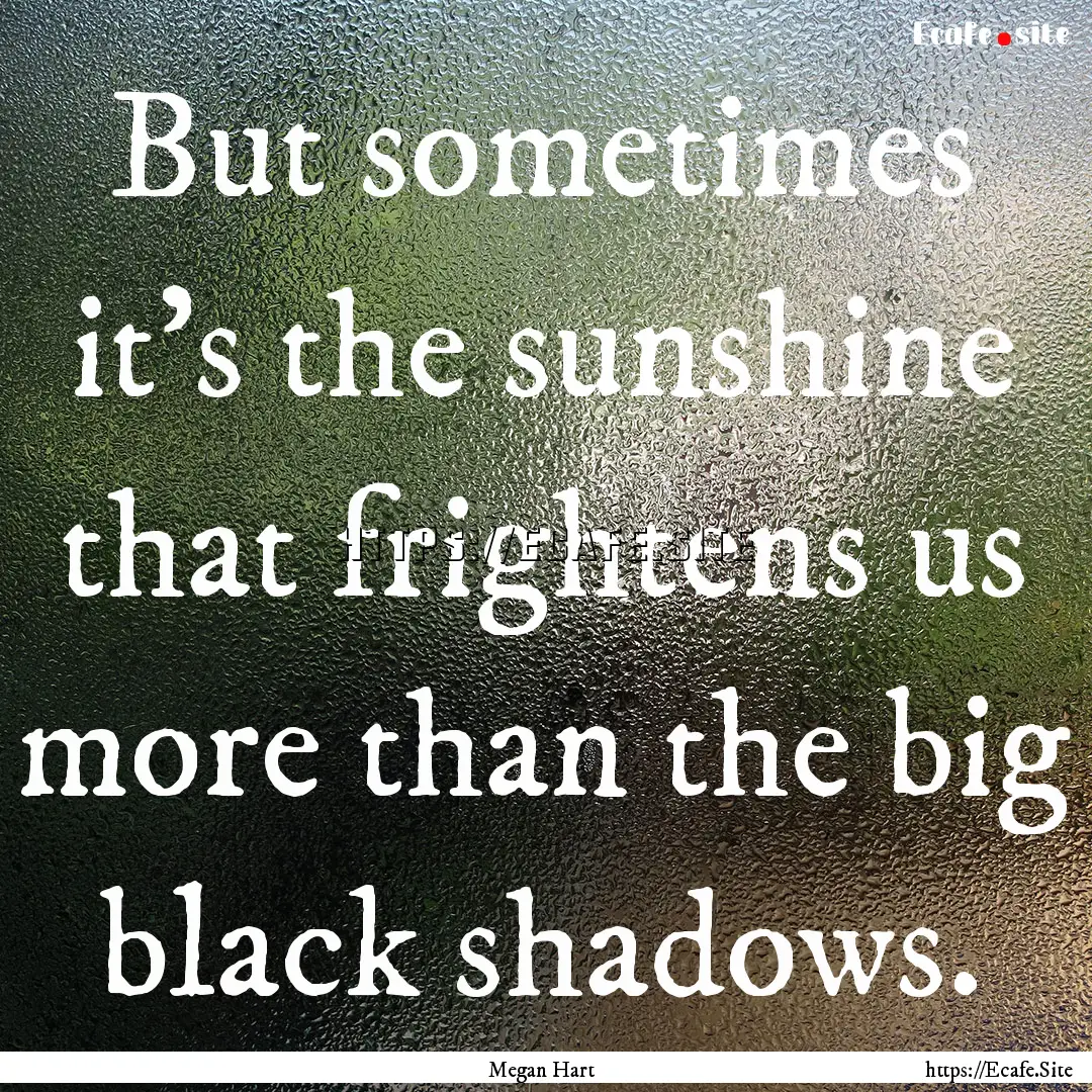 But sometimes it's the sunshine that frightens.... : Quote by Megan Hart