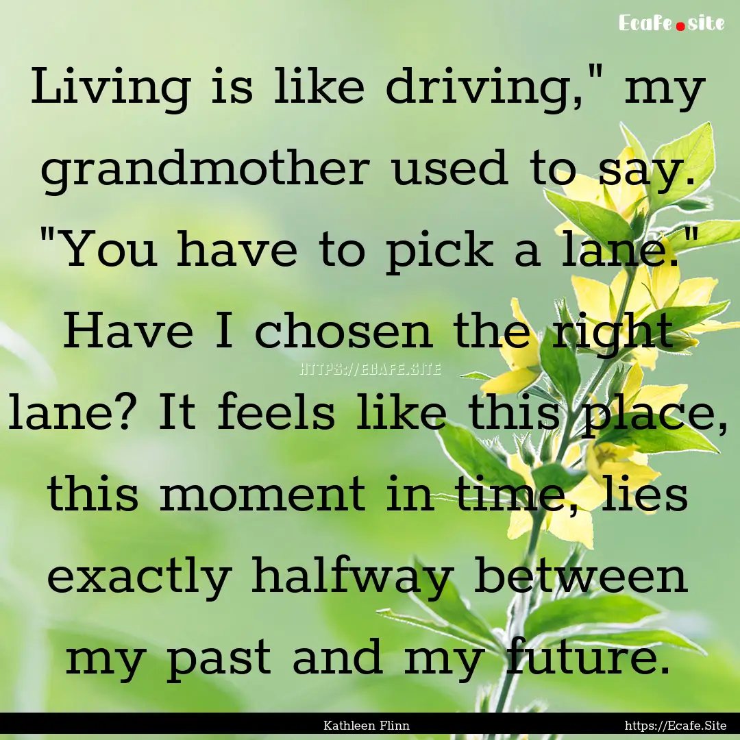 Living is like driving,