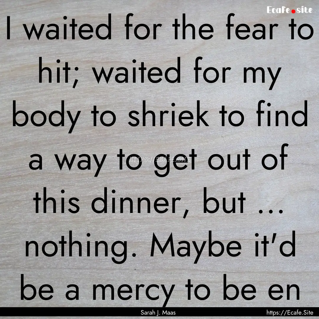 I waited for the fear to hit; waited for.... : Quote by Sarah J. Maas