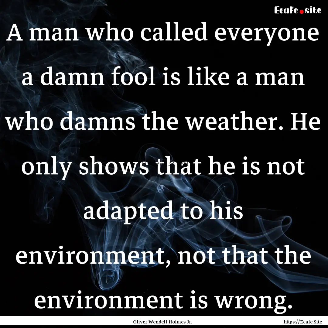 A man who called everyone a damn fool is.... : Quote by Oliver Wendell Holmes Jr.