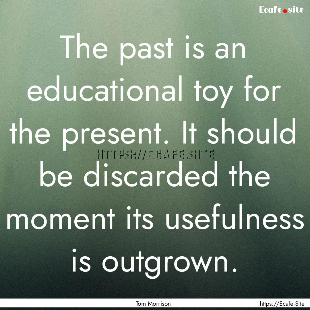 The past is an educational toy for the present..... : Quote by Tom Morrison