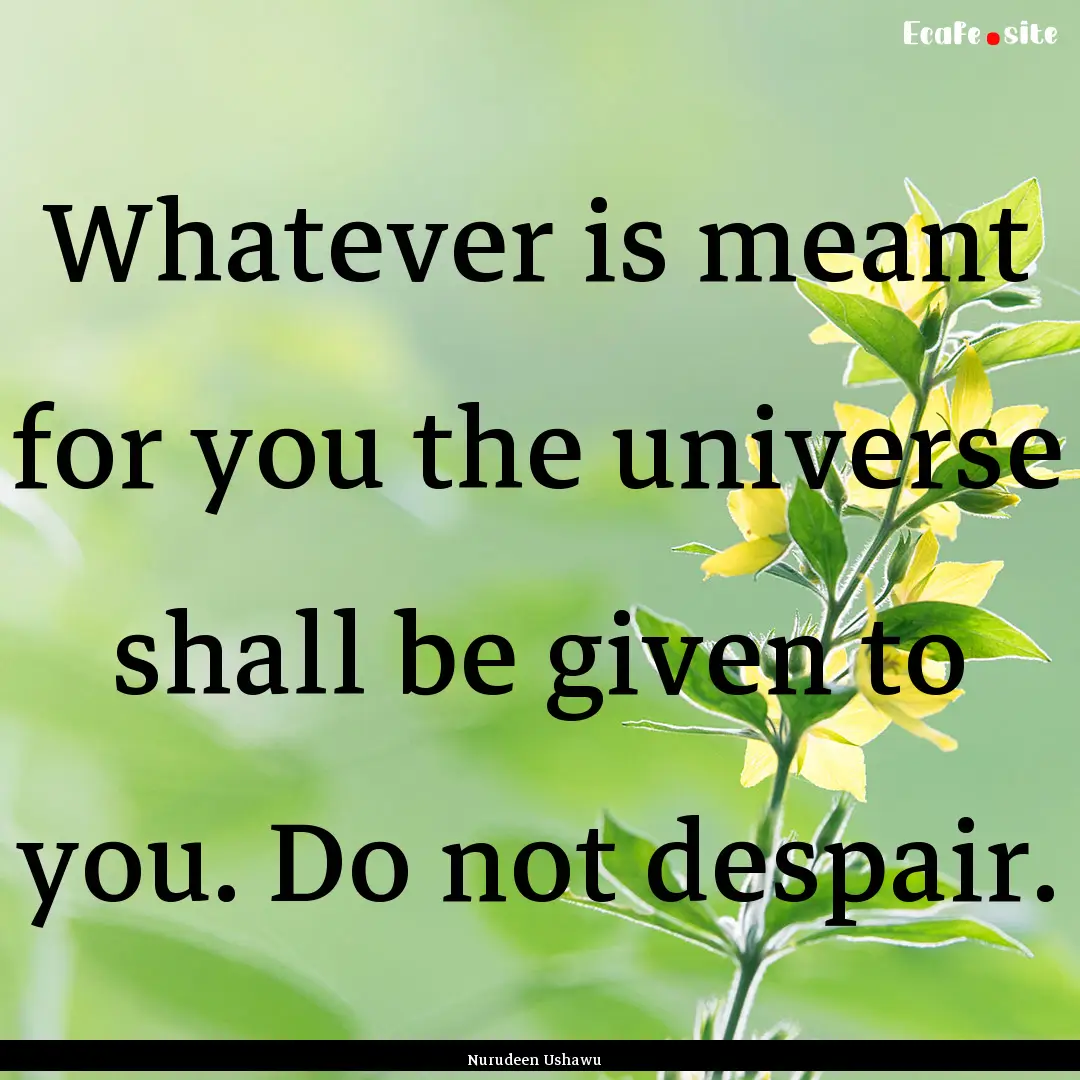 Whatever is meant for you the universe shall.... : Quote by Nurudeen Ushawu