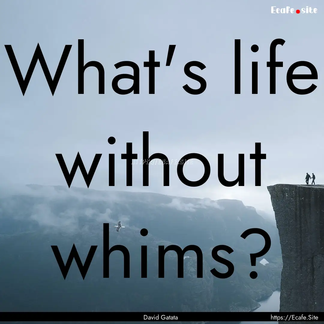 What's life without whims? : Quote by David Gatata