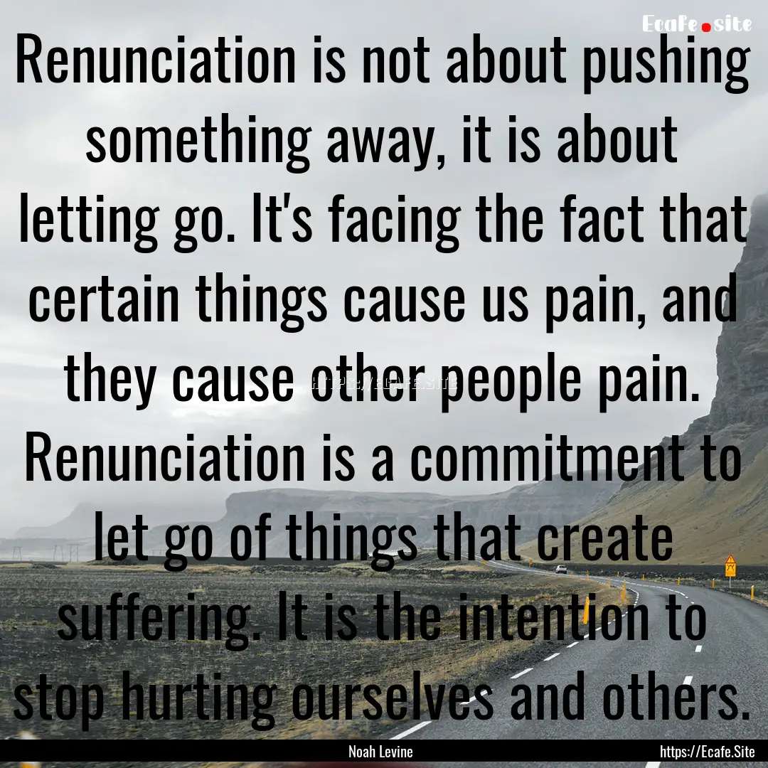 Renunciation is not about pushing something.... : Quote by Noah Levine