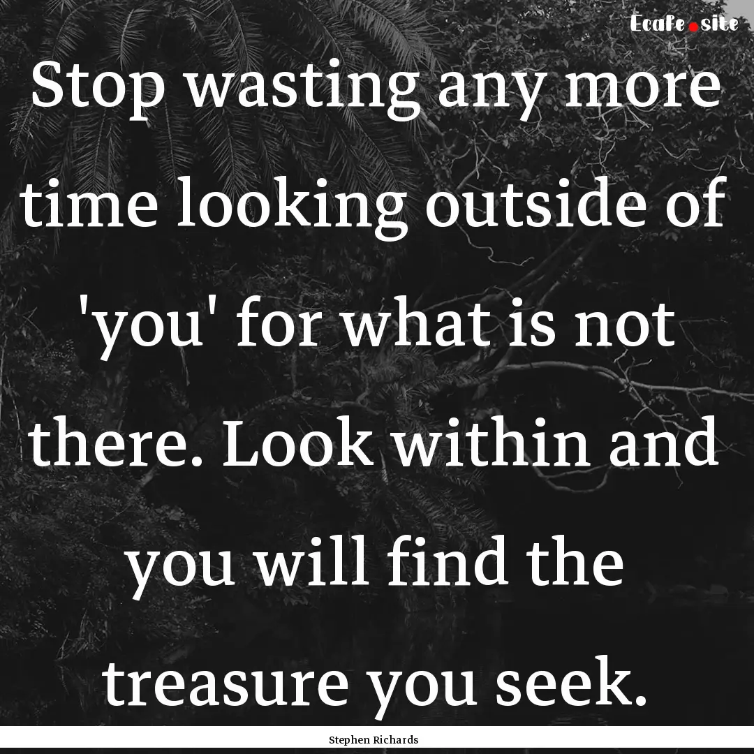 Stop wasting any more time looking outside.... : Quote by Stephen Richards