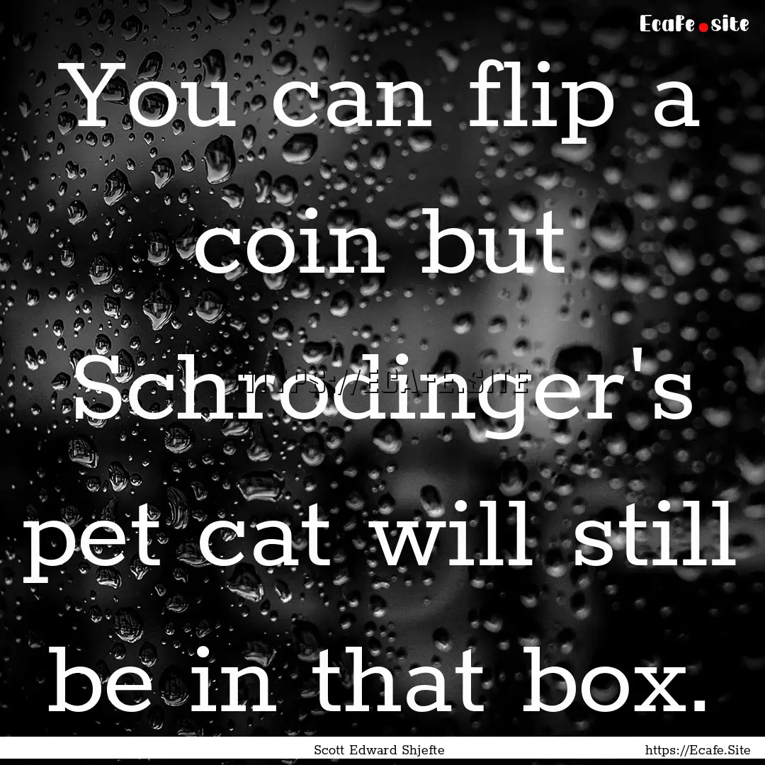 You can flip a coin but Schrodinger's pet.... : Quote by Scott Edward Shjefte