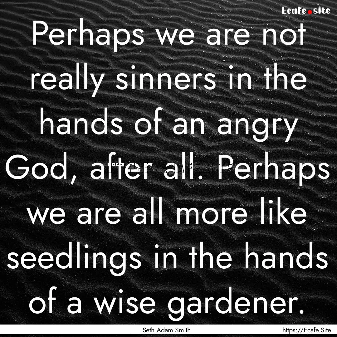 Perhaps we are not really sinners in the.... : Quote by Seth Adam Smith