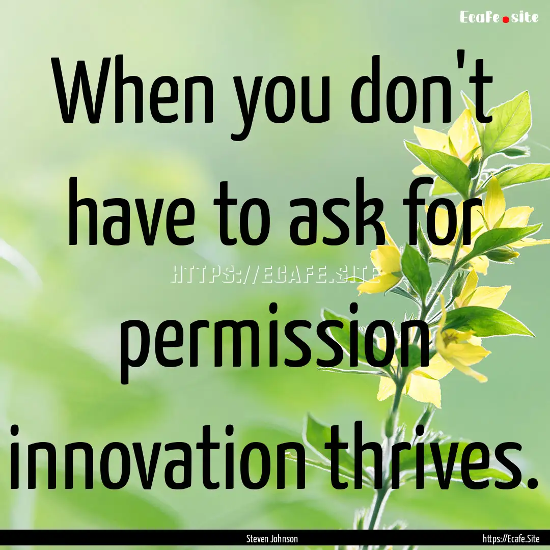 When you don't have to ask for permission.... : Quote by Steven Johnson