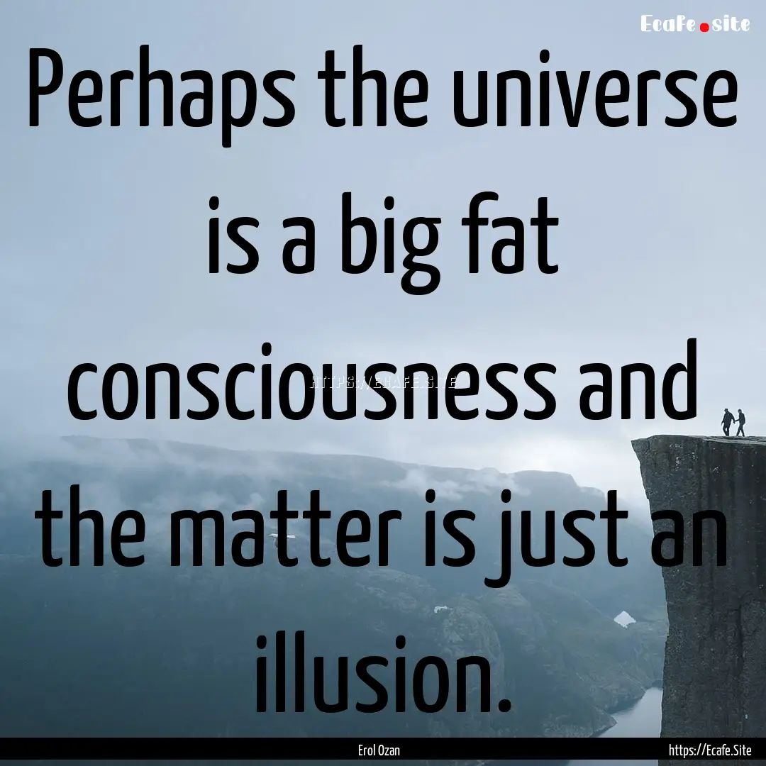 Perhaps the universe is a big fat consciousness.... : Quote by Erol Ozan