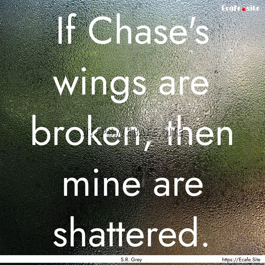 If Chase's wings are broken, then mine are.... : Quote by S.R. Grey