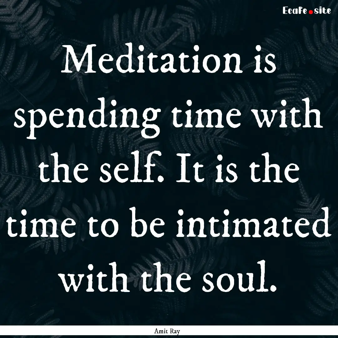 Meditation is spending time with the self..... : Quote by Amit Ray