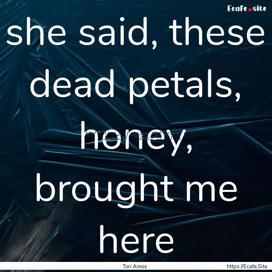 she said, these dead petals, honey, brought.... : Quote by Tori Amos