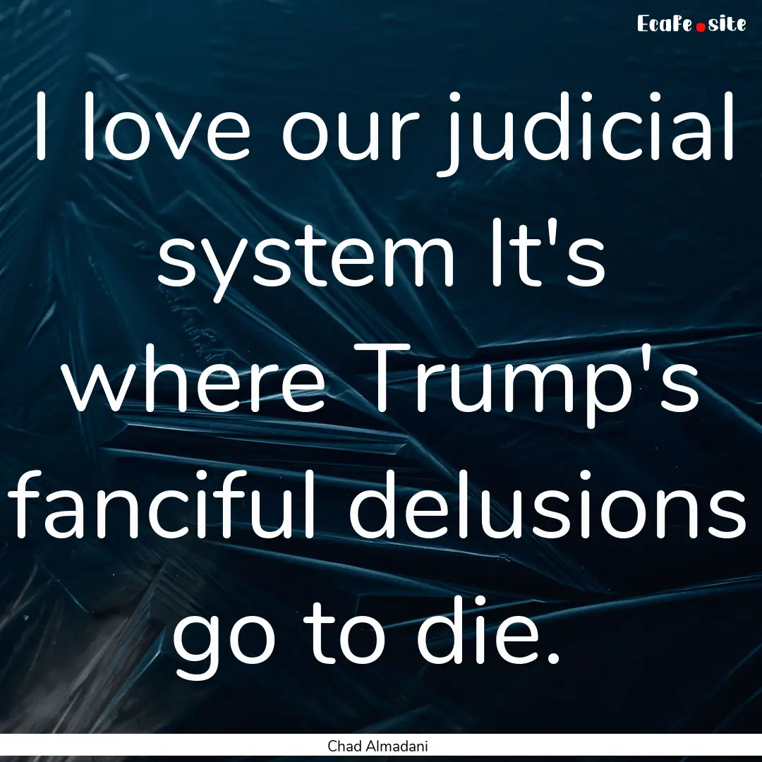 I love our judicial system It's where Trump's.... : Quote by Chad Almadani