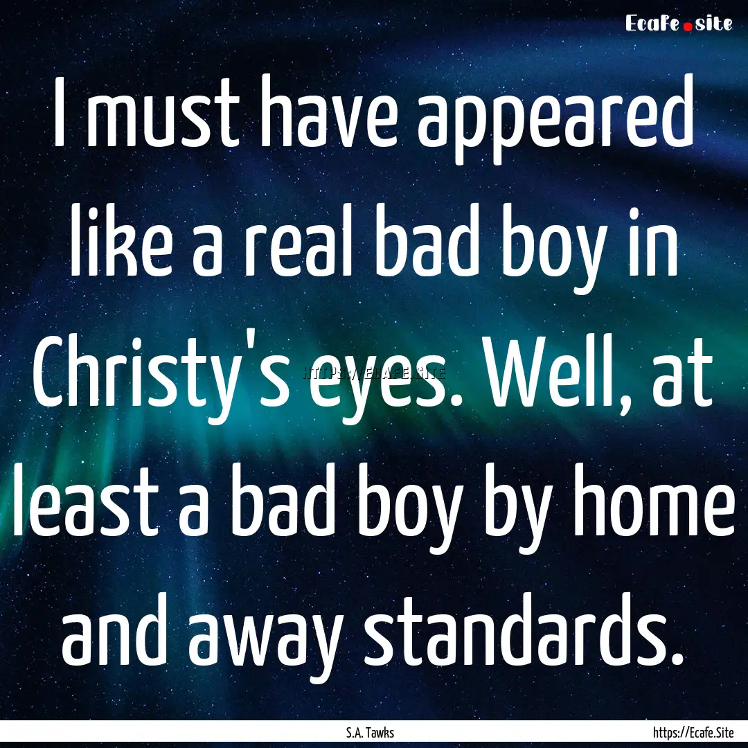 I must have appeared like a real bad boy.... : Quote by S.A. Tawks