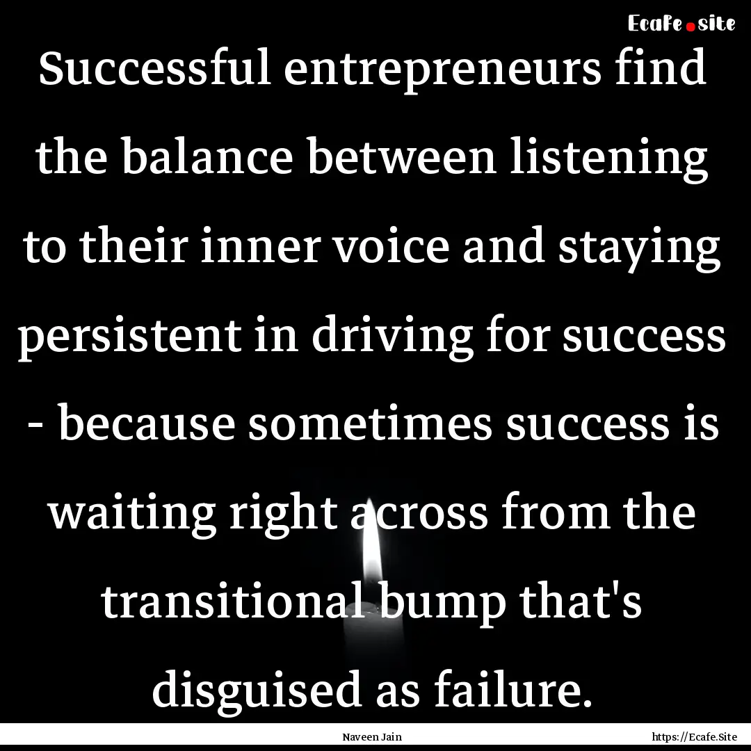 Successful entrepreneurs find the balance.... : Quote by Naveen Jain