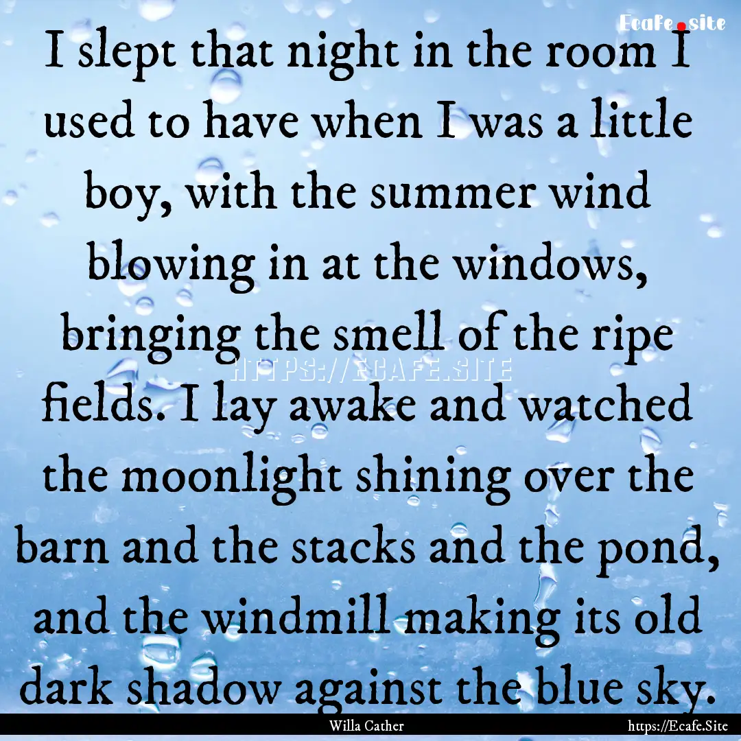 I slept that night in the room I used to.... : Quote by Willa Cather