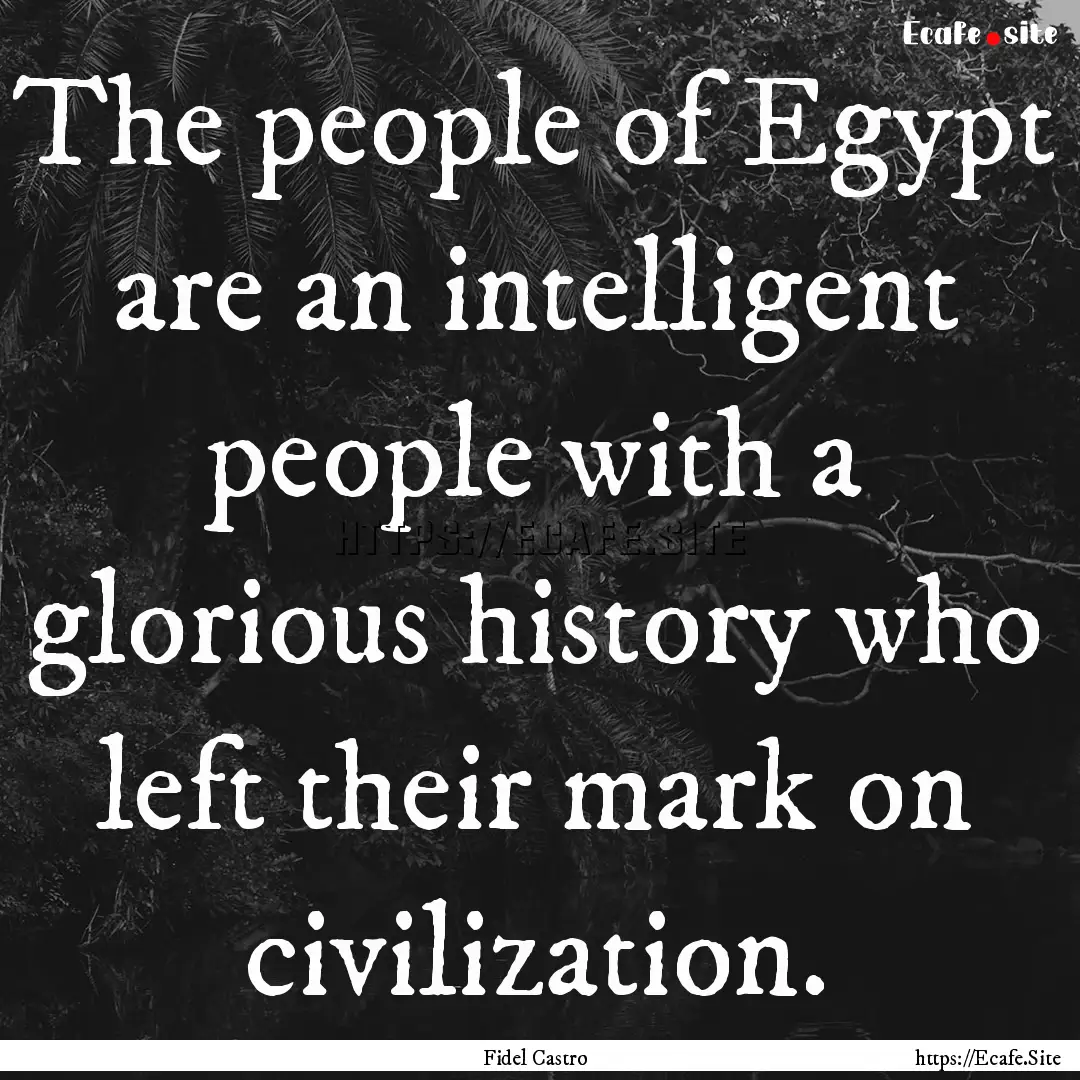 The people of Egypt are an intelligent people.... : Quote by Fidel Castro