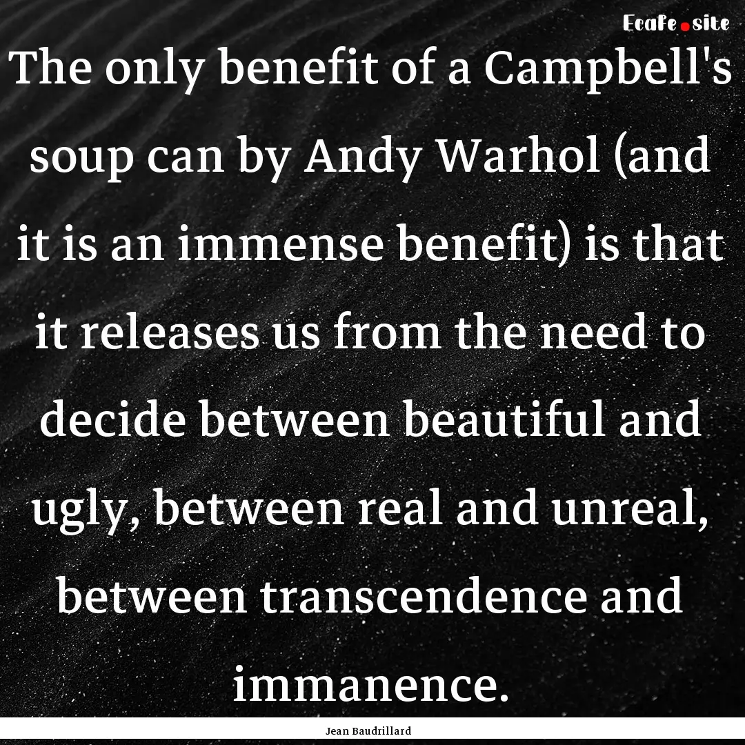 The only benefit of a Campbell's soup can.... : Quote by Jean Baudrillard