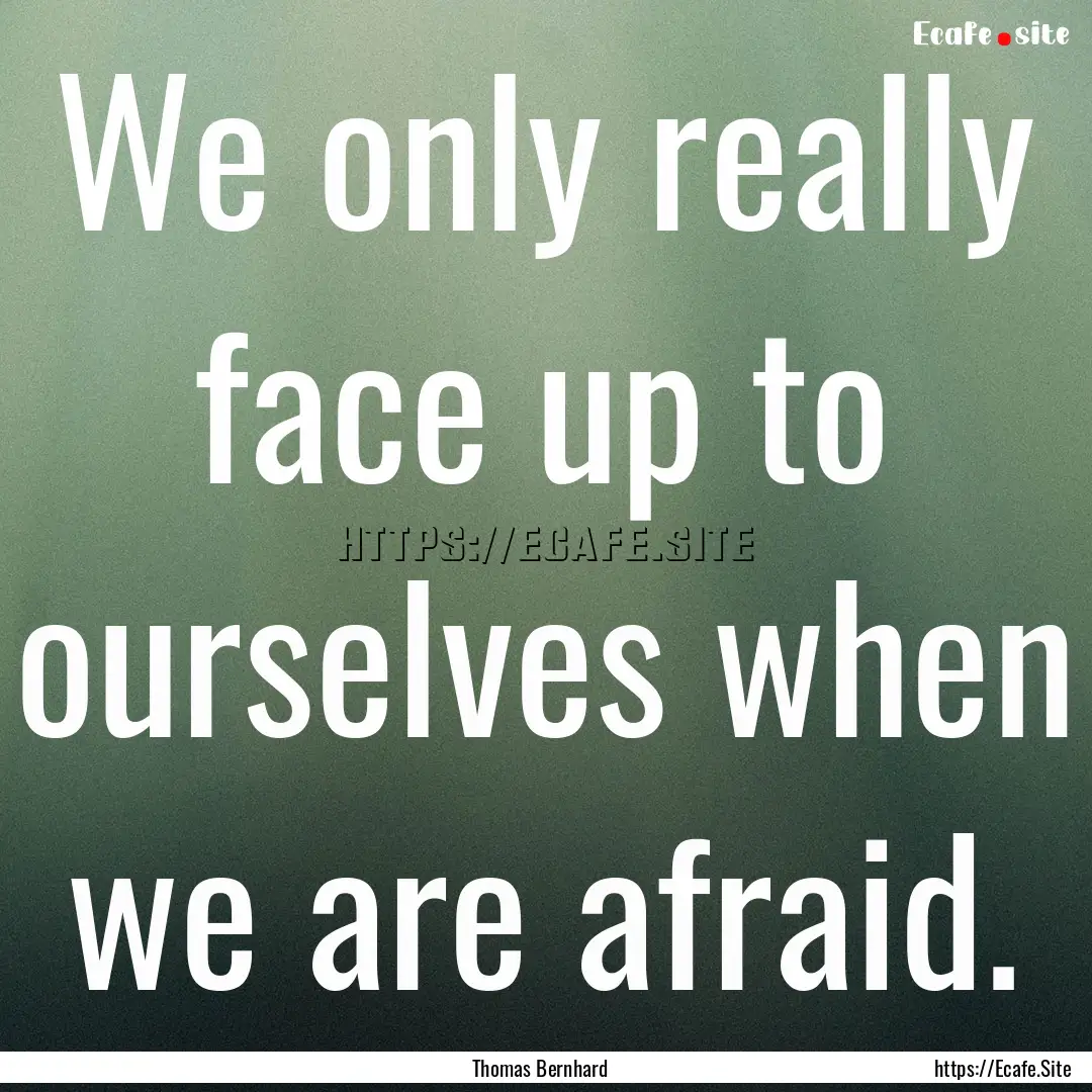 We only really face up to ourselves when.... : Quote by Thomas Bernhard