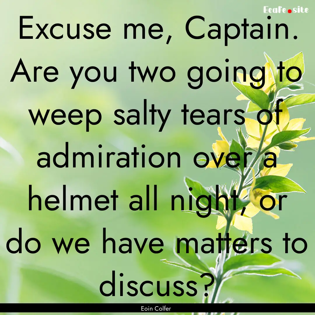 Excuse me, Captain. Are you two going to.... : Quote by Eoin Colfer