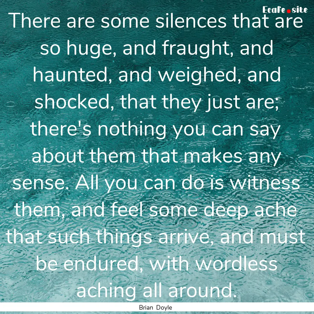 There are some silences that are so huge,.... : Quote by Brian Doyle