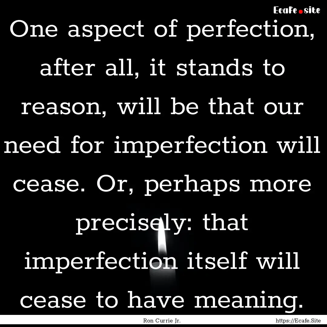 One aspect of perfection, after all, it stands.... : Quote by Ron Currie Jr.