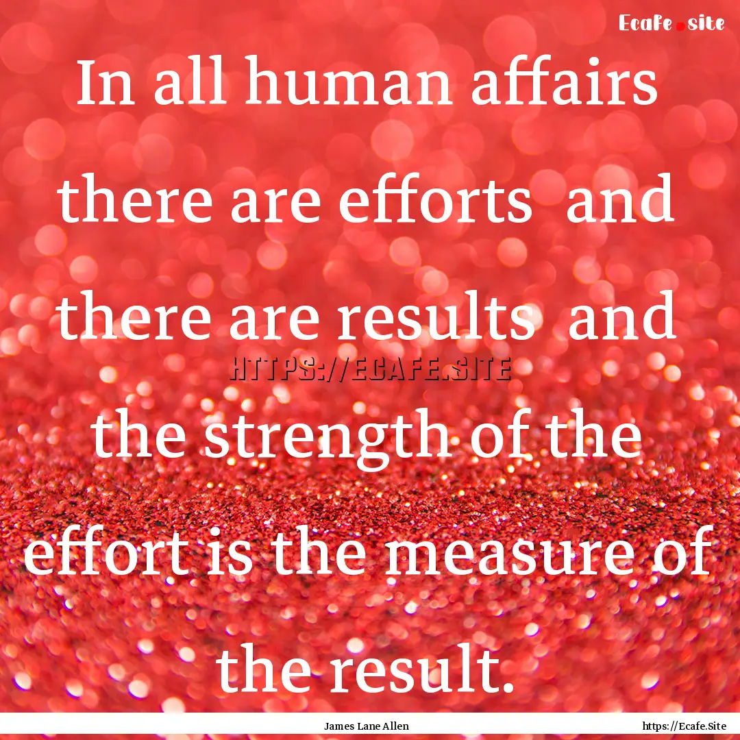 In all human affairs there are efforts and.... : Quote by James Lane Allen