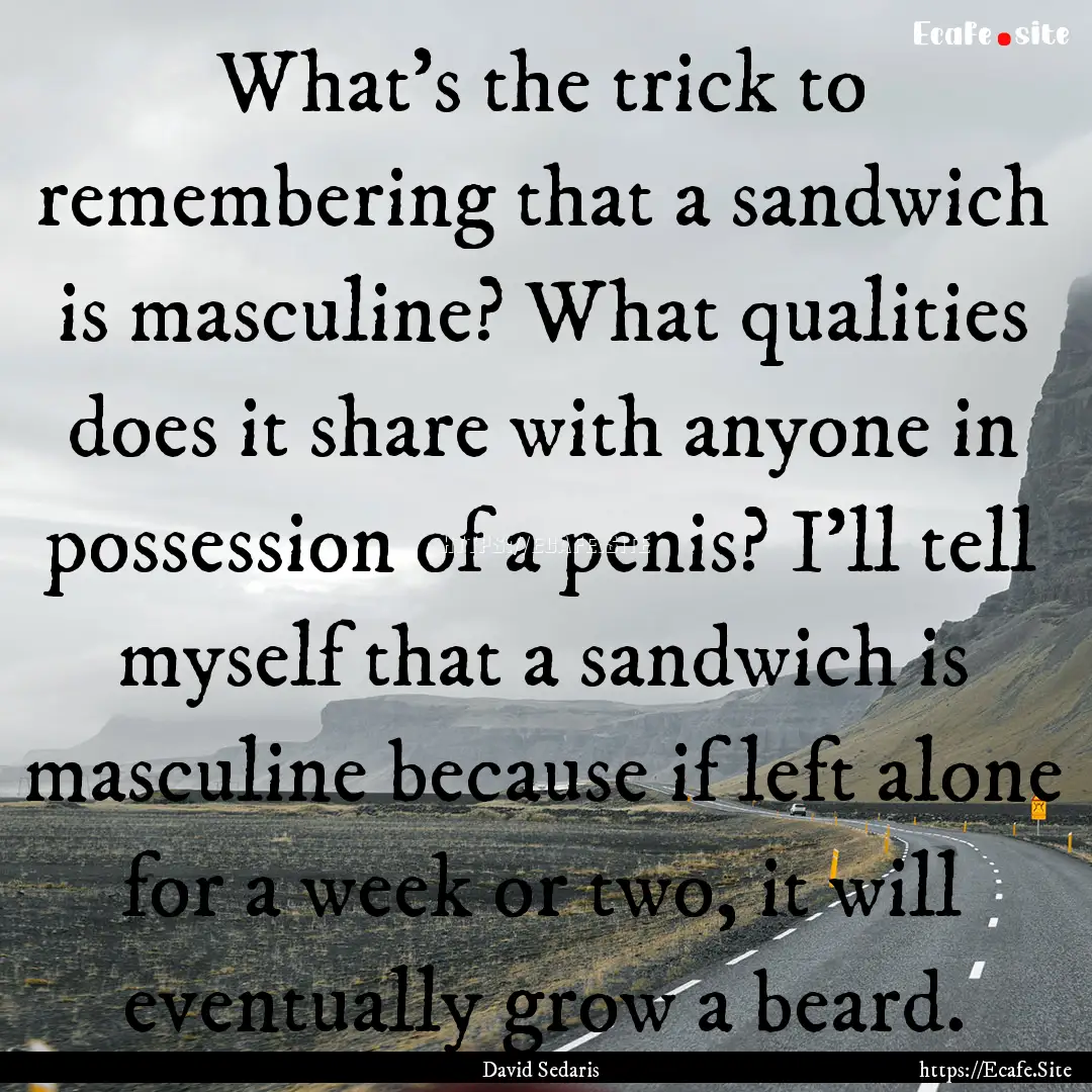 What's the trick to remembering that a sandwich.... : Quote by David Sedaris