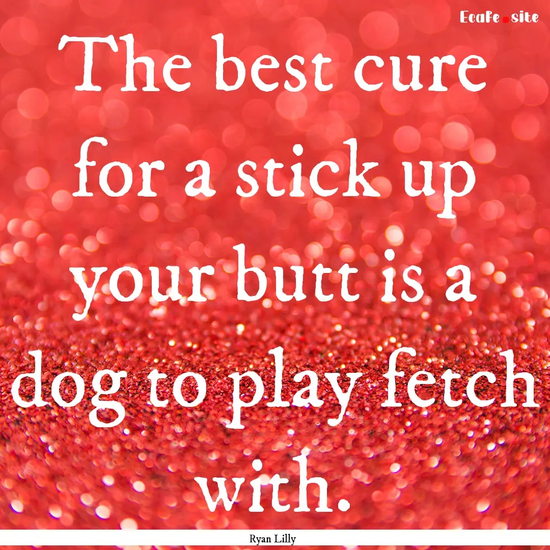 The best cure for a stick up your butt is.... : Quote by Ryan Lilly