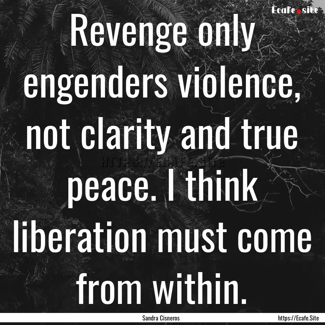 Revenge only engenders violence, not clarity.... : Quote by Sandra Cisneros