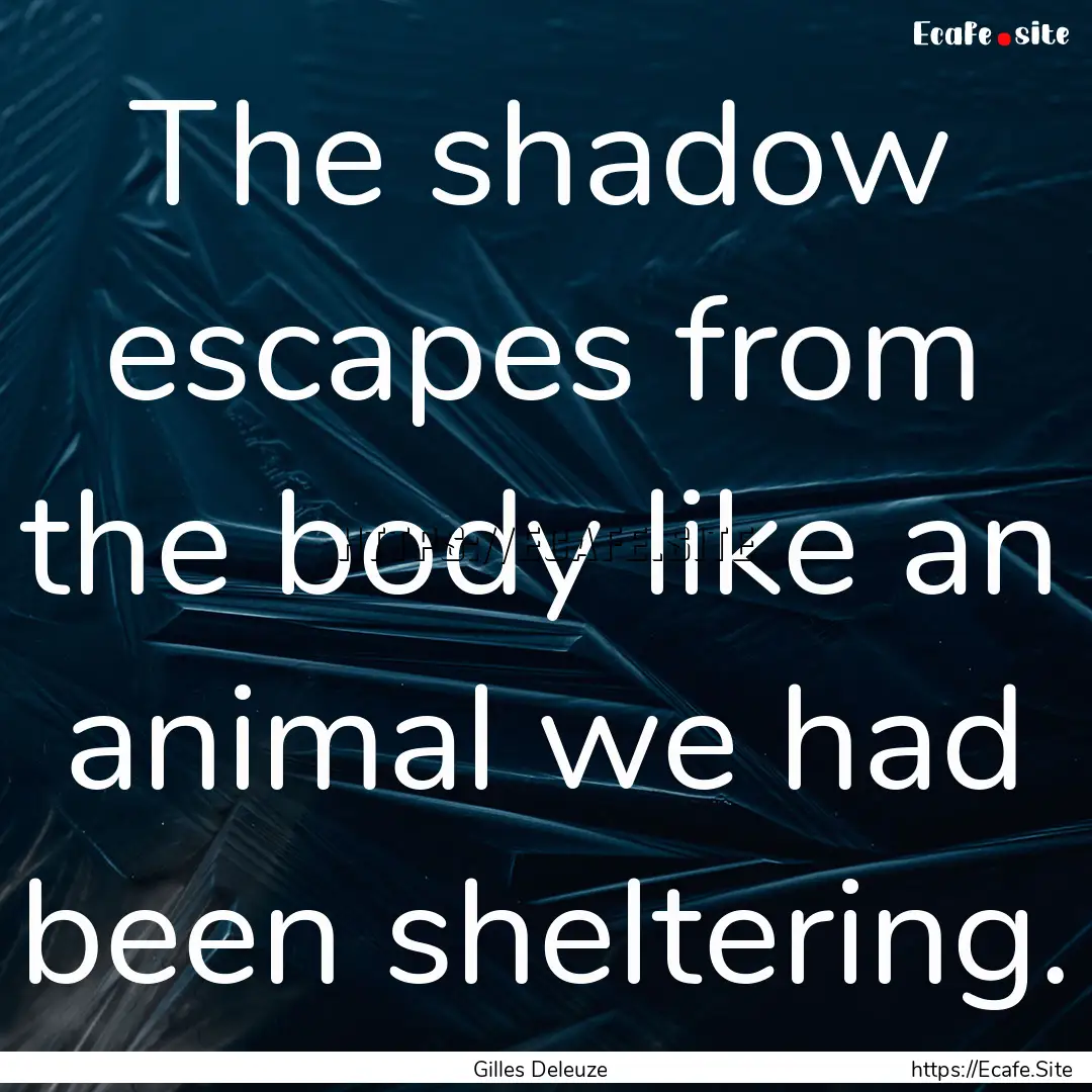 The shadow escapes from the body like an.... : Quote by Gilles Deleuze