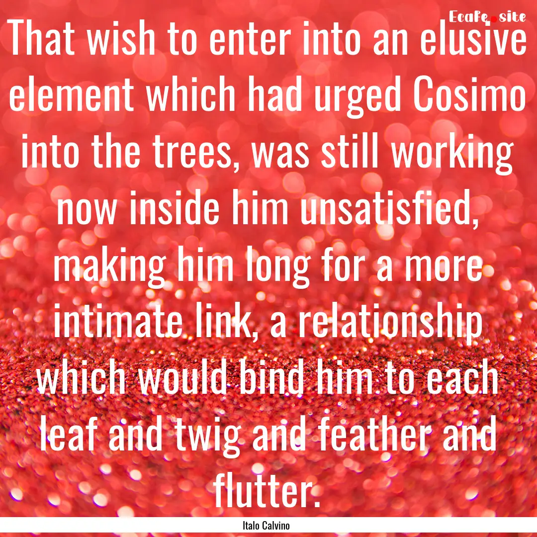 That wish to enter into an elusive element.... : Quote by Italo Calvino