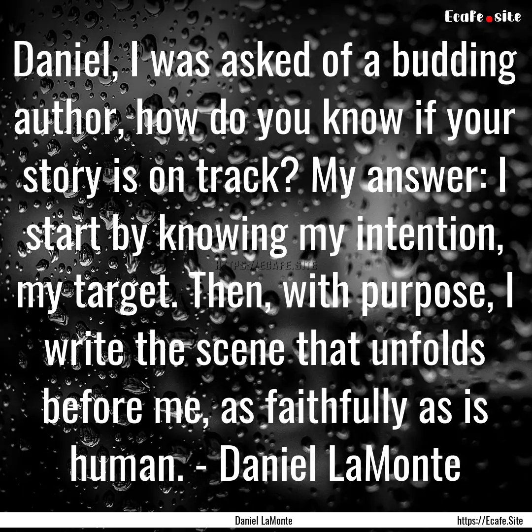 Daniel, I was asked of a budding author,.... : Quote by Daniel LaMonte