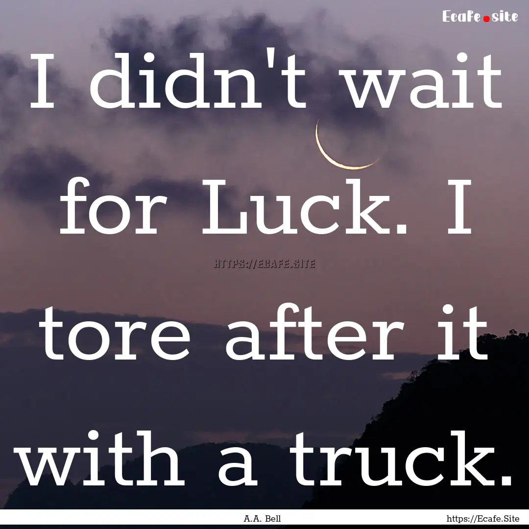 I didn't wait for Luck. I tore after it with.... : Quote by A.A. Bell