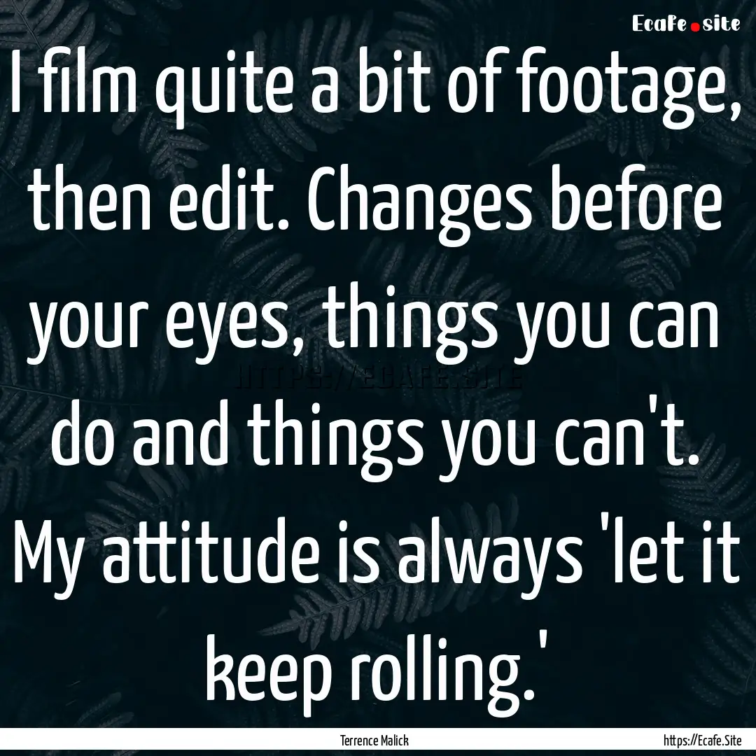 I film quite a bit of footage, then edit..... : Quote by Terrence Malick