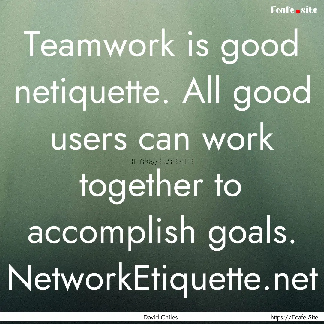 Teamwork is good netiquette. All good users.... : Quote by David Chiles