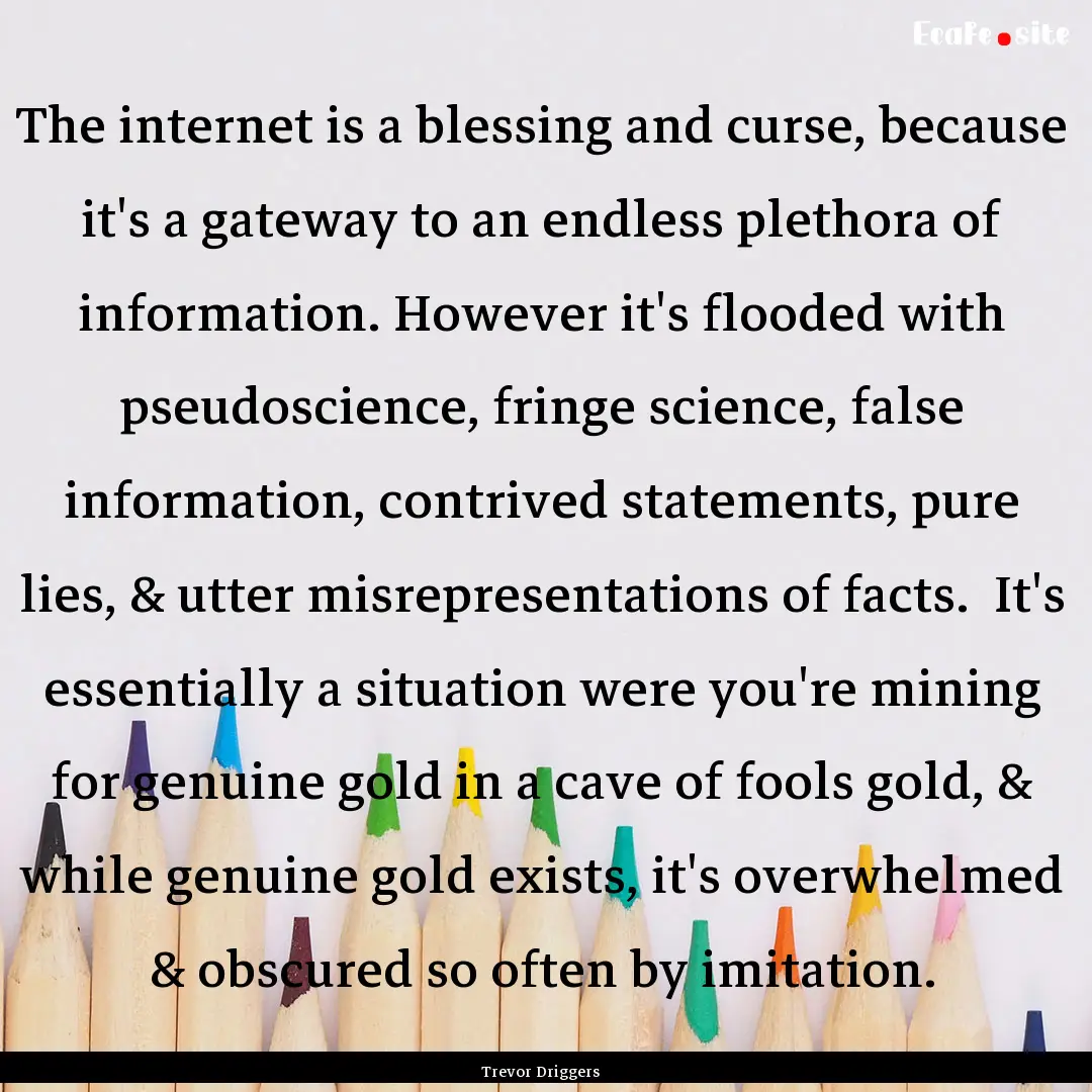 The internet is a blessing and curse, because.... : Quote by Trevor Driggers