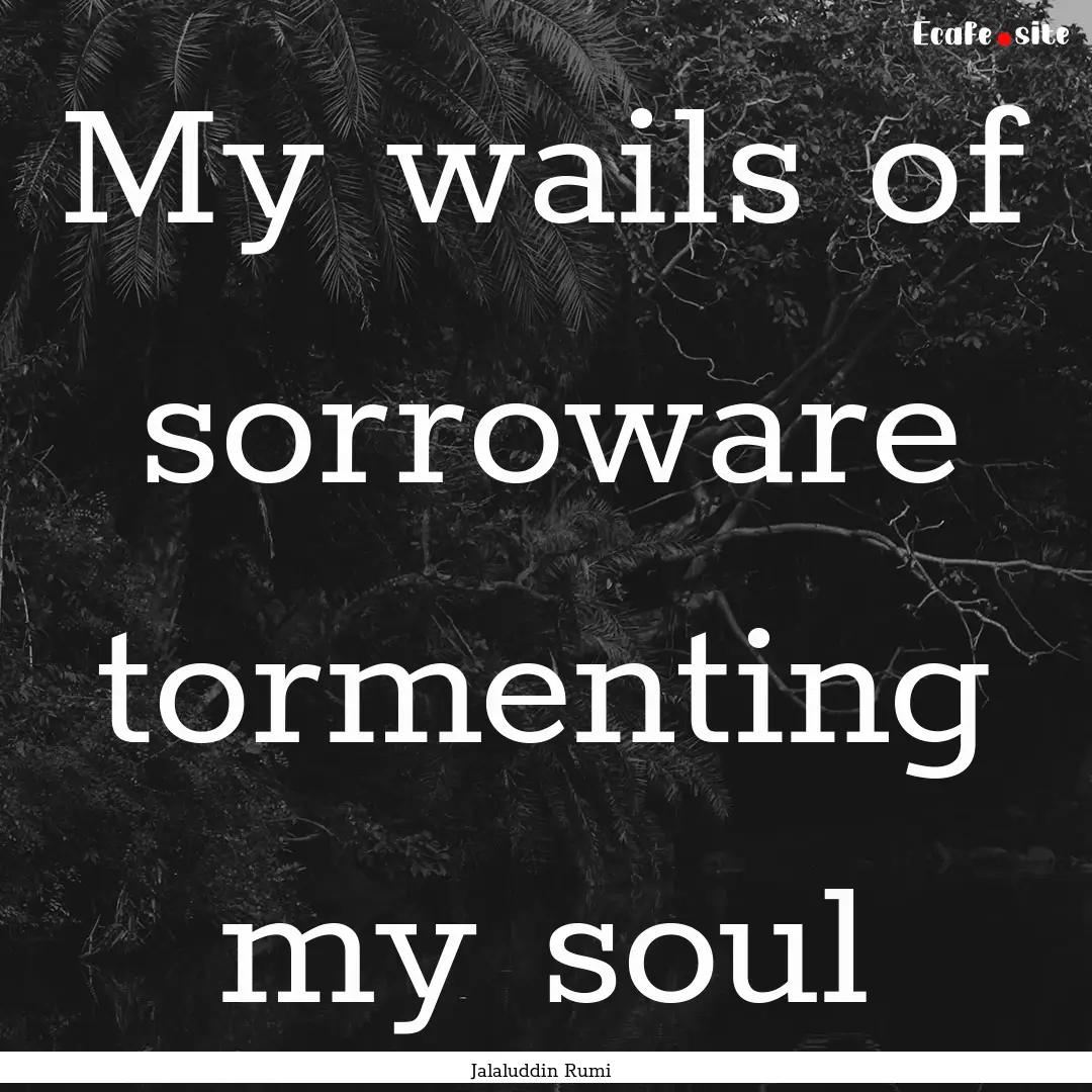 My wails of sorroware tormenting my soul : Quote by Jalaluddin Rumi