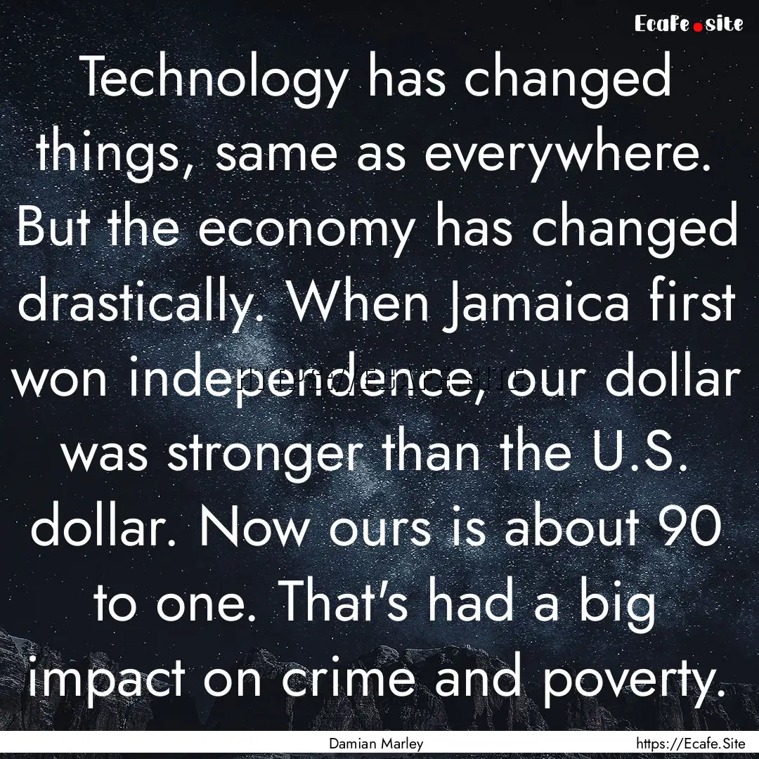 Technology has changed things, same as everywhere..... : Quote by Damian Marley