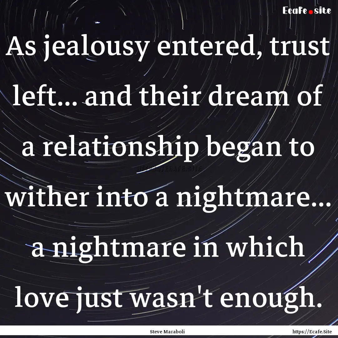 As jealousy entered, trust left... and their.... : Quote by Steve Maraboli