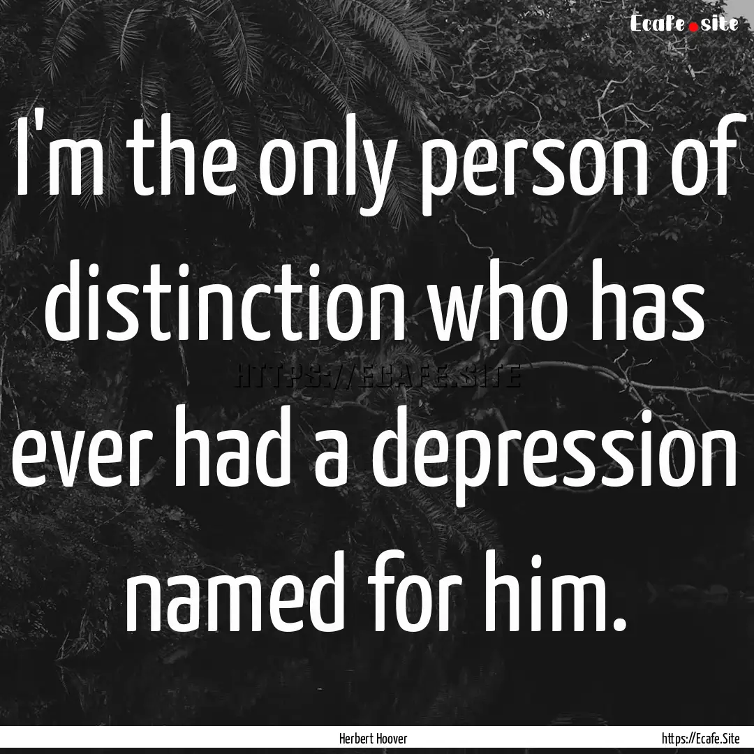 I'm the only person of distinction who has.... : Quote by Herbert Hoover