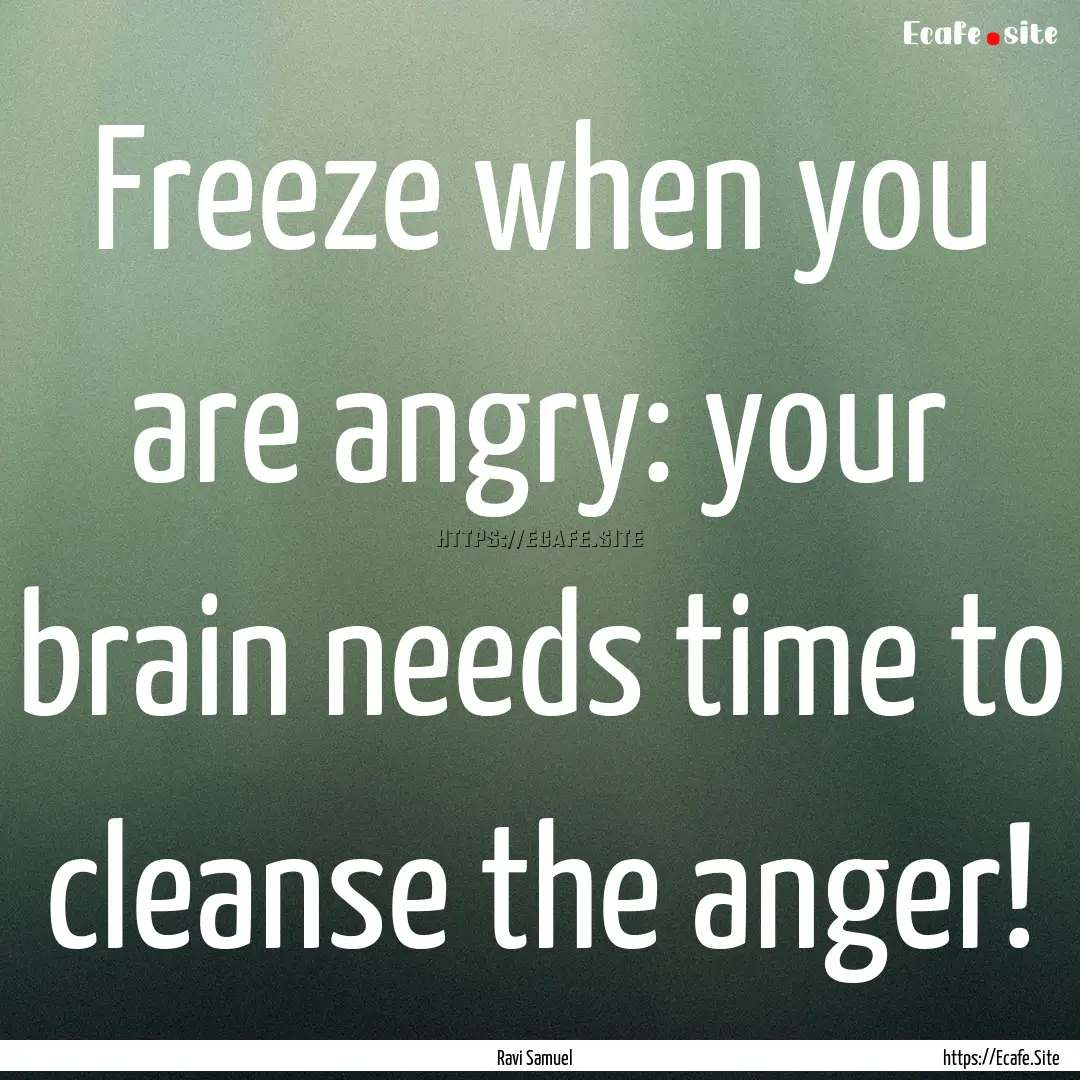 Freeze when you are angry: your brain needs.... : Quote by Ravi Samuel