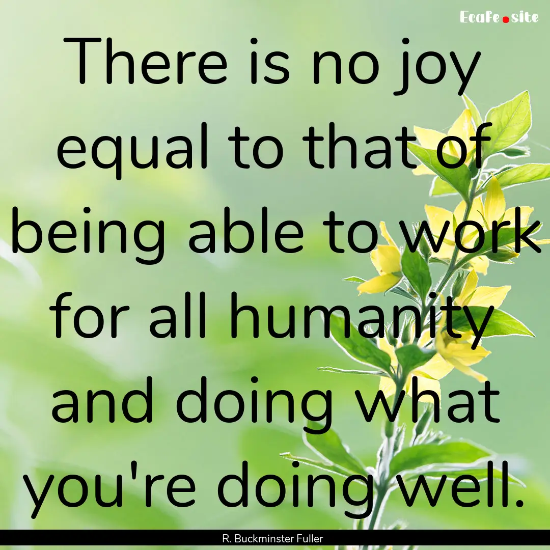 There is no joy equal to that of being able.... : Quote by R. Buckminster Fuller