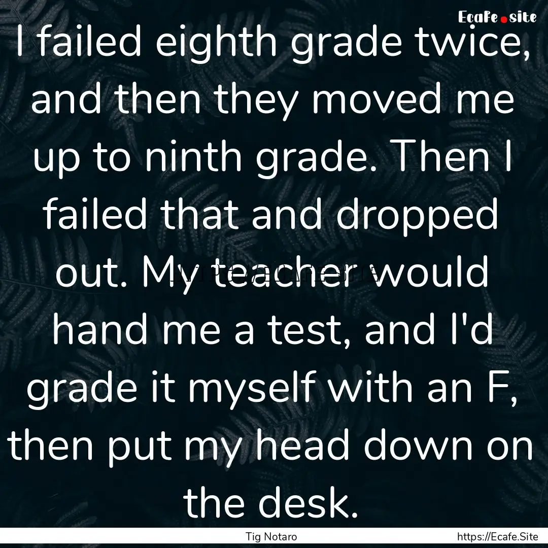 I failed eighth grade twice, and then they.... : Quote by Tig Notaro