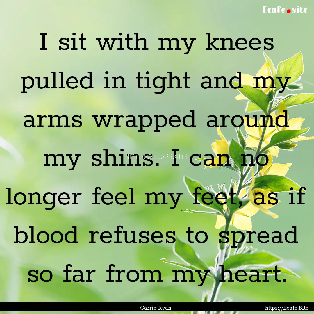 I sit with my knees pulled in tight and my.... : Quote by Carrie Ryan