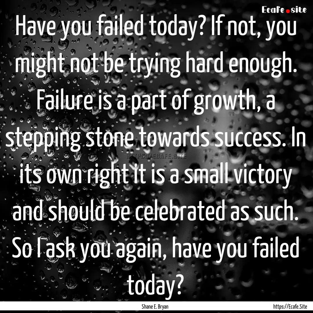 Have you failed today? If not, you might.... : Quote by Shane E. Bryan