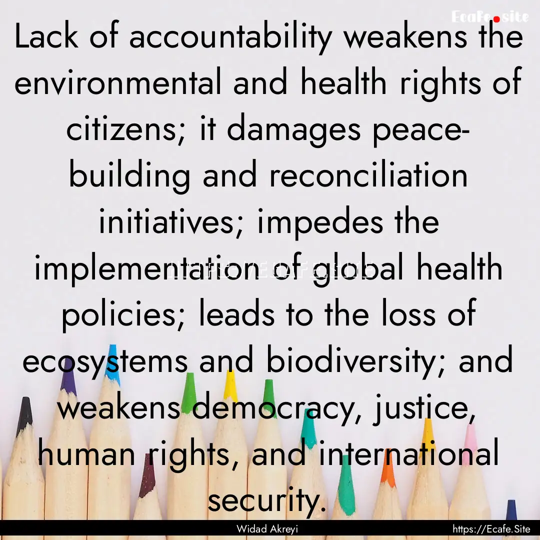 Lack of accountability weakens the environmental.... : Quote by Widad Akreyi