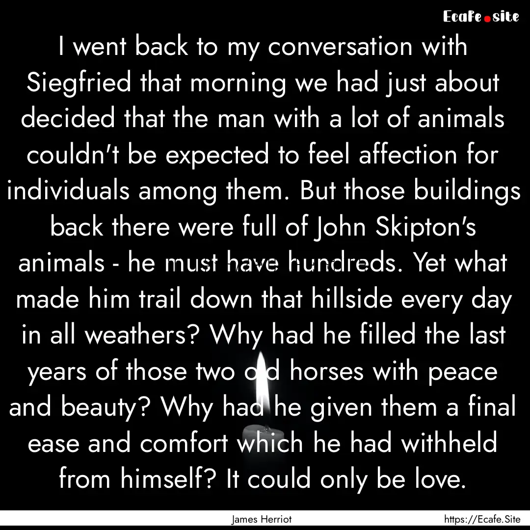 I went back to my conversation with Siegfried.... : Quote by James Herriot